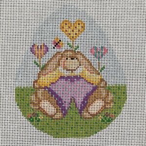 Easter Egg Bunny Handpainted Needlepoint Canvas Needledeeva 18 mesh 4.5 inches